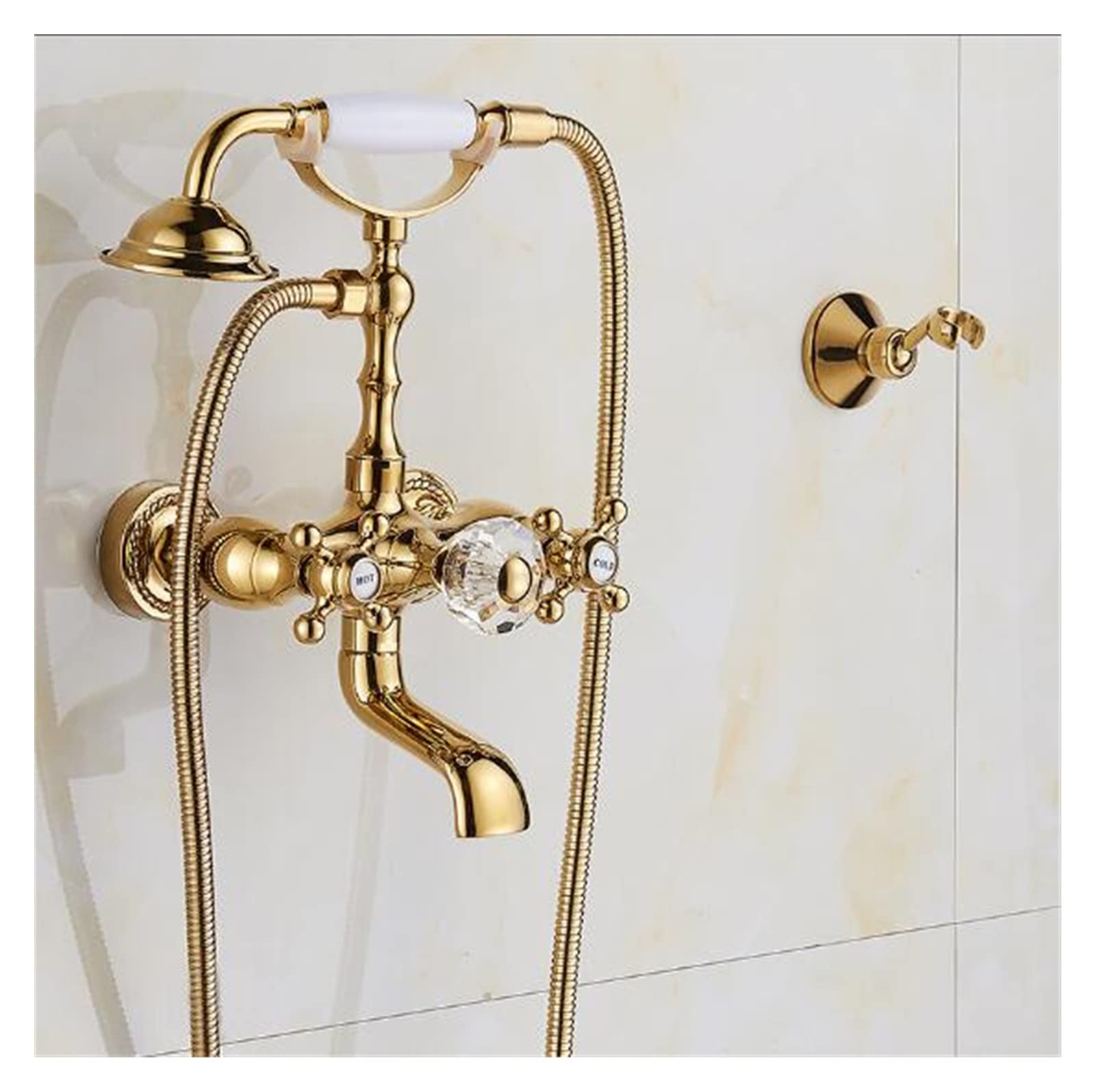 Amazon | 浴室水栓 高級アンティークスタイルゴールド浴槽の蛇口